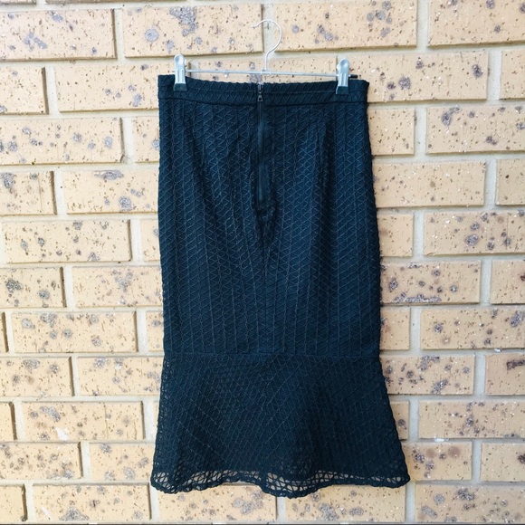 BARDOT Size 10 Black High Waisted Short Fishtail Skirt Dressy Casual Sheer - Picture 7 of 7